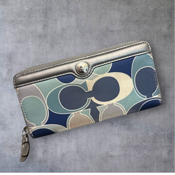 Coach POPPY Blue and Gray Women's Wallet - Picture 1 of 12